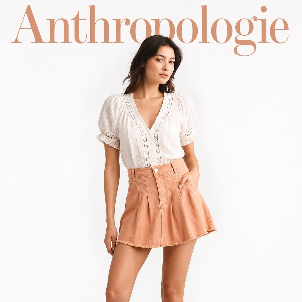 Pilcro Anthropologie Orange Denim Mini Skirt‎